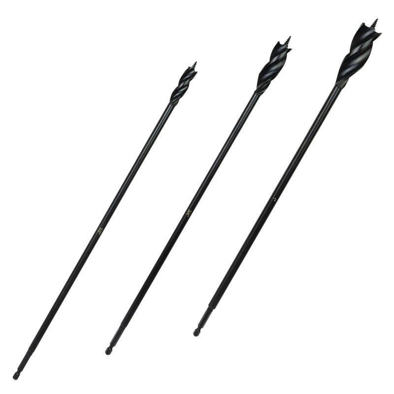 Greycore Tools 3-Piece 16 Inch 3-Flute Auger Bit, Wood Drill Bit for Hard and Soft Wood, 1/4    Quick Change Shank, Woodworking Auger Bits (16    Set 1/2   , 3/4   , 1   ) - Image 5